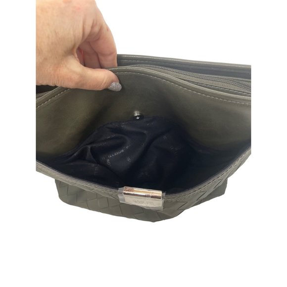 Rosetti Handbag Olive Green Shoulder Strap Silver Metal Hardware Top Zip, Snaps - Picture 9 of 16